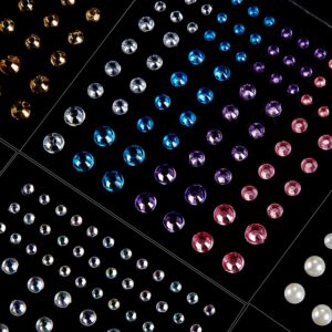 Outus 9 Sheets Eye Body Face Gems Jewels Rhinestone Stickers Self Adhesive Crystal Rainbow Makeup Diamonds Face Stick Gems for Women Festival Accessory and Nail Decorations (Tiny Bead)