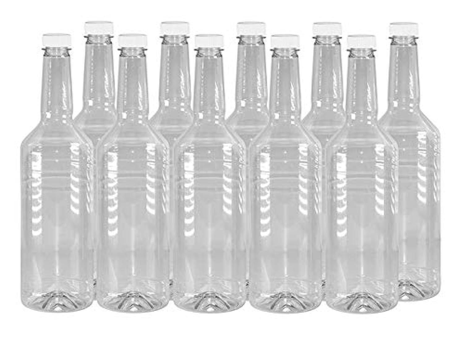 Pinnacle Mercantile 32 oz. Long Neck Plastic Bottles (10-Pack) Empty, Reusable, BPA-Free | Screw On Caps | Liquor, Condiment, Shaved Ice Topping Use | Compatible with Speed Pours …