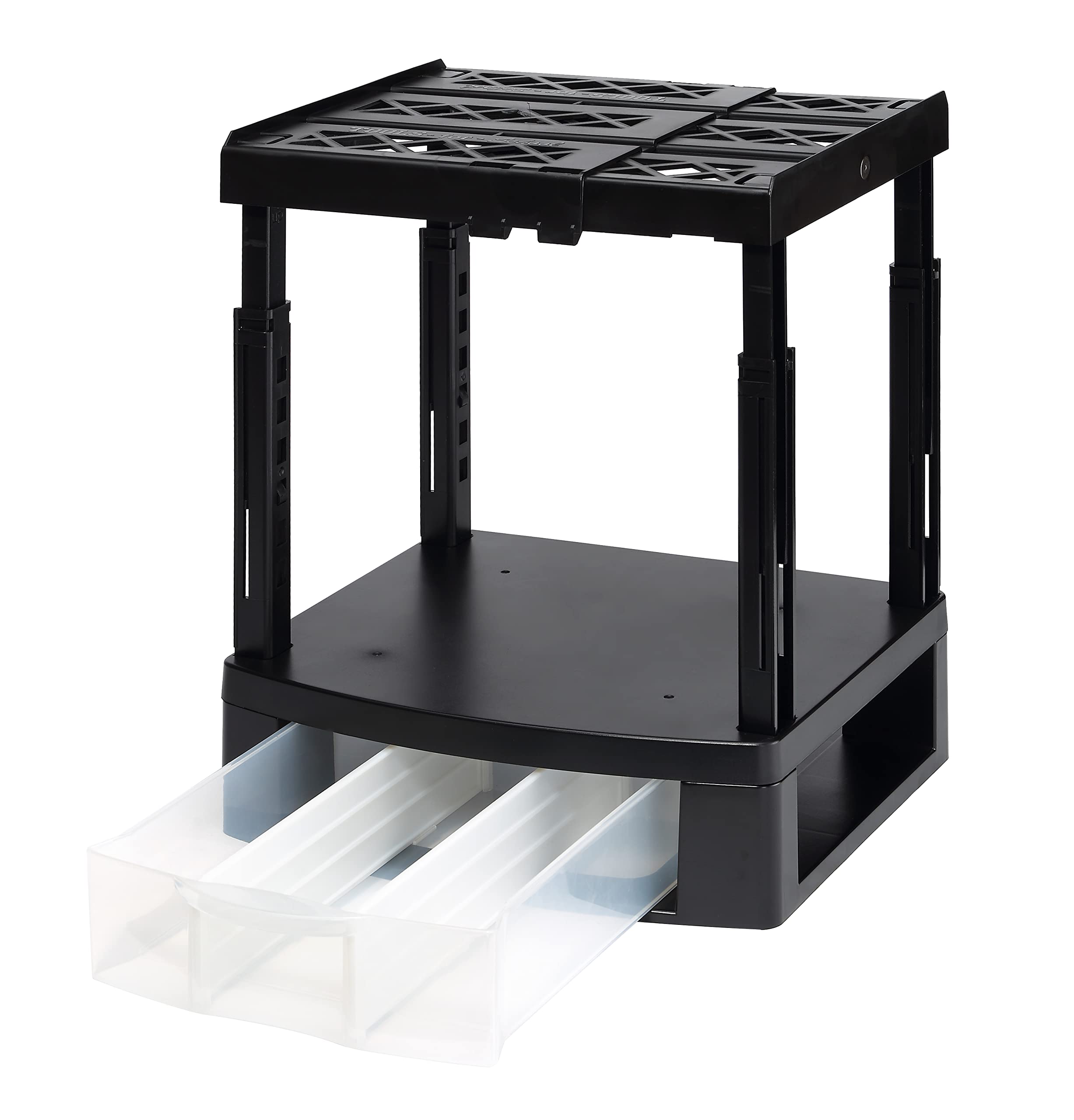 Tools for School Locker Drawer and Height Adjustable Shelf. Includes Removable Drawer Dividers. Heavy Duty. Fits 12 Inch Wide Locker (Black, Single Drawer)