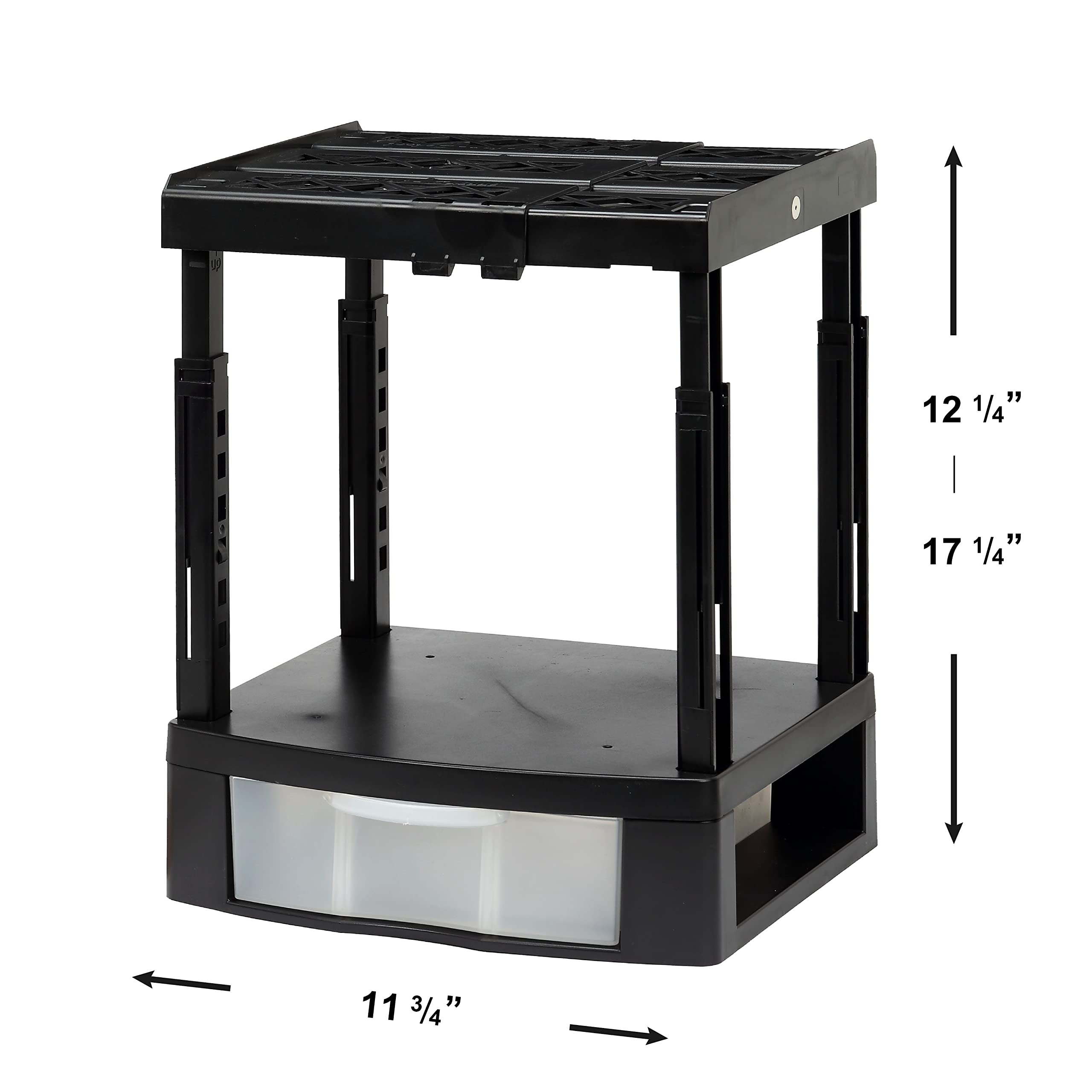 Tools for School Locker Drawer and Height Adjustable Shelf. Includes Removable Drawer Dividers. Heavy Duty. Fits 12 Inch Wide Locker (Black, Single Drawer)