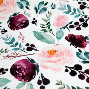 Sahaler Floral Crib Sheet for Girl Boy Baby Fitted Crib Sheets for Standard Crib and Toddle Mattresses-Pink Wine Floral