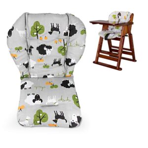 Twoworld High Chair Cushion, Large Thickening Baby High Chair Seat Cushion Liner Mat Pad Cover Breathable(Grey Sheep)