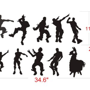 Video Game Wall Decal Wall Sticker Poster Floss Dancing Decal Game Room Decor Peel & Stick Game Decal Baby Bedroom Home Decor Gaming Stickers (34.6" x 23.6") (Black)