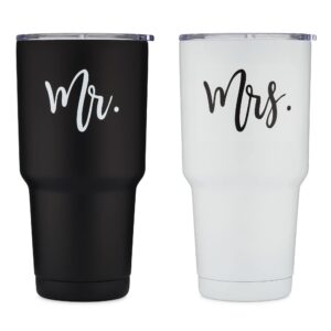 mr and mrs tumbler set - travel tumbler for newlyweds couples wife bride to be newly engaged bridal shower, insulated travel tumbler for wedding engagement