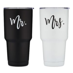 Mr and Mrs Tumbler Set - Travel Tumbler for Newlyweds Couples Wife Bride To Be Newly Engaged Bridal Shower, Insulated Travel Tumbler for Wedding Engagement