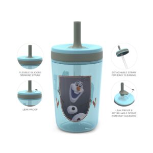 Zak Designs Disney Frozen II Movie Kelso Tumbler Set, Leak-Proof Screw-On Lid with Straw, Made of Durable Plastic and Silicone, Perfect Bundle for Kids (Frozen 2 Olaf, 15 oz, BPA-Free, 2pc Set)