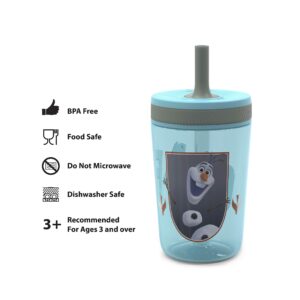 Zak Designs Disney Frozen II Movie Kelso Tumbler Set, Leak-Proof Screw-On Lid with Straw, Made of Durable Plastic and Silicone, Perfect Bundle for Kids (Frozen 2 Olaf, 15 oz, BPA-Free, 2pc Set)