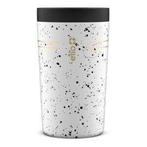 ello jones stainless steel travel coffee mug -travel tea mug, 11oz, white speckles