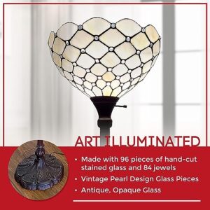 Amora Upright Tiffany Floor Lamp - 72” Pearl Stained Glass Floor Lamp