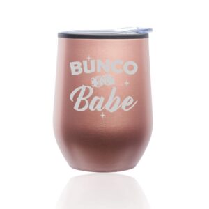 stemless wine tumbler coffee travel mug glass with lid bunco babe (rose gold)