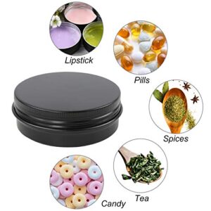 Moretoes 36 Pack Tins, 2 Oz Metal Round Balm Tins, Black Tins Aluminum Cans, Empty Containers with Screw Lids for Salve, Spices or Candies