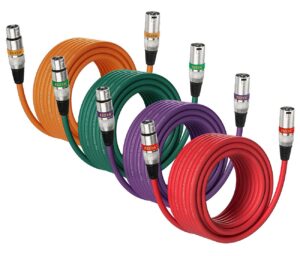 ebxya xlr cable 50 feet - dmx cable with 3 pins balanced shielded xlr male to female mic cable cords (4 colors)
