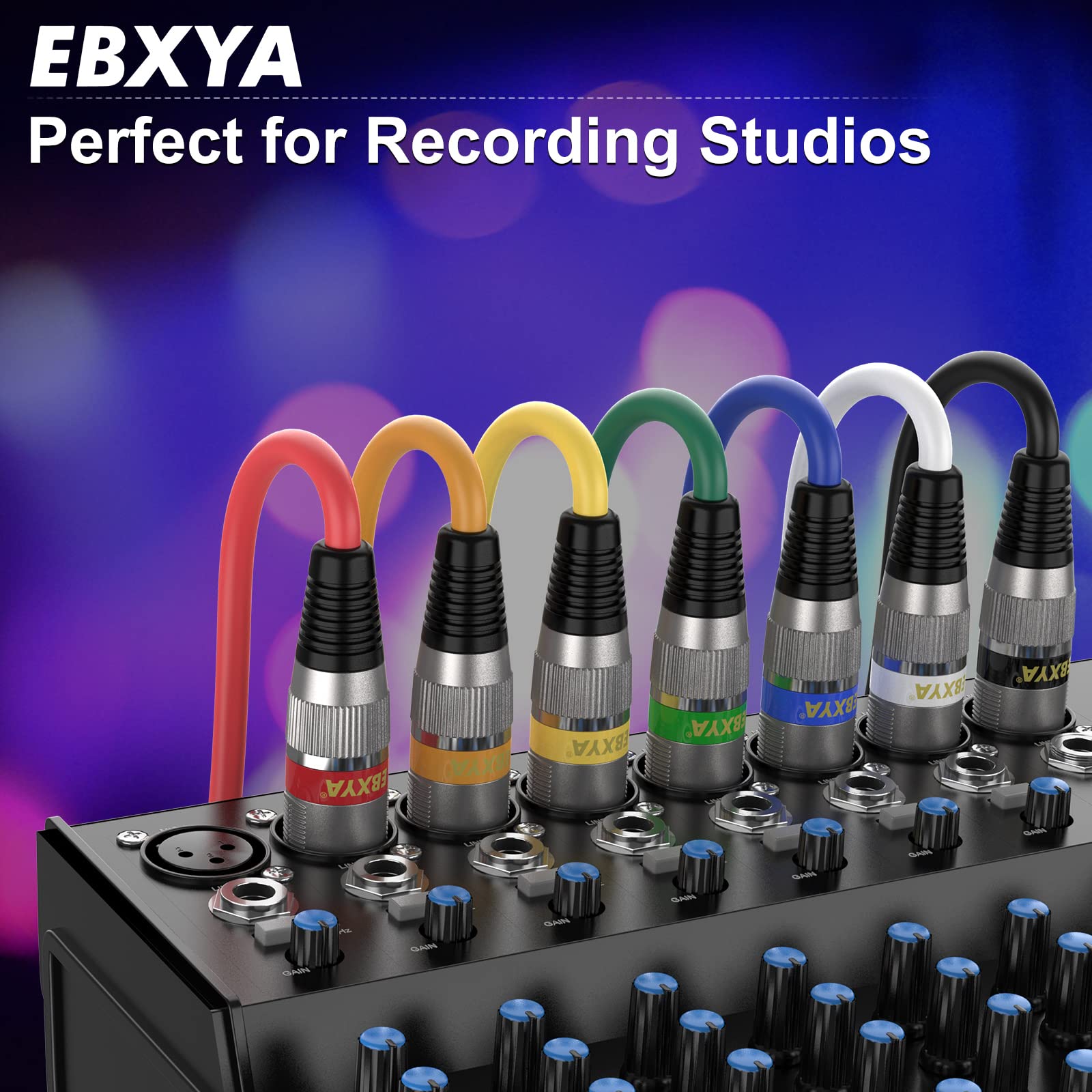 EBXYA XLR Cable 50 Feet - DMX Cable with 3 Pins Balanced Shielded XLR Male to Female Mic Cable Cords (4 Colors)