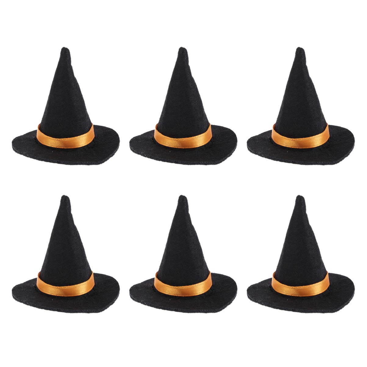 6pcs Mini Felt Witch Hats Handmade Wine Bottle Decor for Halloween Party Favors DIY Hair Accessories Crafts (Red)