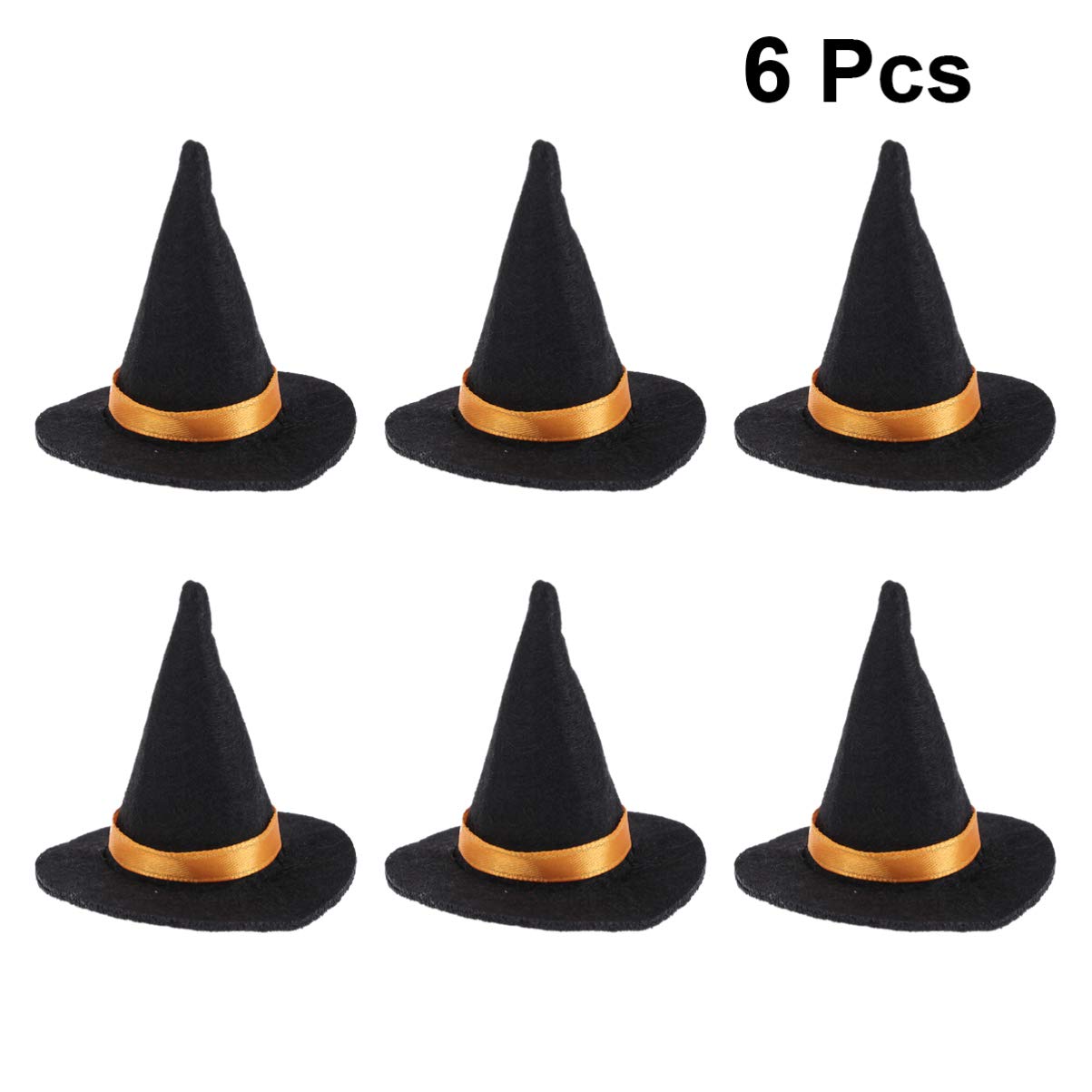 6pcs Mini Felt Witch Hats Handmade Wine Bottle Decor for Halloween Party Favors DIY Hair Accessories Crafts (Red)