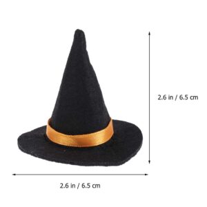 6pcs Mini Felt Witch Hats Handmade Wine Bottle Decor for Halloween Party Favors DIY Hair Accessories Crafts (Red)