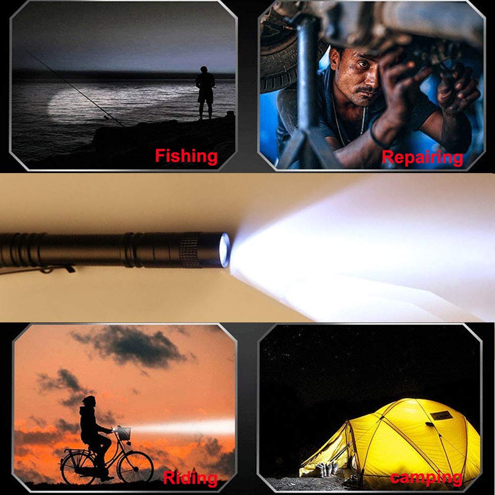 Pen Flashlight, Led Mini Penlight Super Bright Pocket Clip Pen Light Compact Flashlight for Inspection, Repair, Camping, About 1000 Lumens IPX5 Powered by 2*AAA Battery(not included) set 6pcs