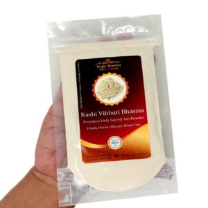 Yogic Mantra Kashi Vibhuti Powder Holy Ash Powder (100 g / 3.52 oz Sacred Ash Resealable Pouch Pack) Energized Vibhuti Bhasma for Hindu Holy Pooja Vidhi, Puja Items Samagri & Vibhooti Tripundra Tikka