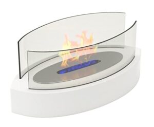 regal flame veranda ventless indoor outdoor fire pit tabletop portable fire bowl pot bio ethanol fireplace - realistic clean burning like gel fireplaces, or propane firepits (white)