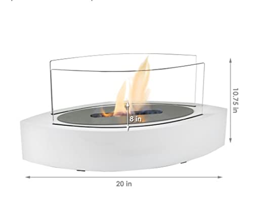 Regal Flame Veranda Ventless Indoor Outdoor Fire Pit Tabletop Portable Fire Bowl Pot Bio Ethanol Fireplace - Realistic Clean Burning Like Gel Fireplaces, or Propane Firepits (White)