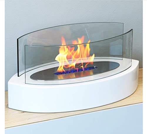 Regal Flame Veranda Ventless Indoor Outdoor Fire Pit Tabletop Portable Fire Bowl Pot Bio Ethanol Fireplace - Realistic Clean Burning Like Gel Fireplaces, or Propane Firepits (White)