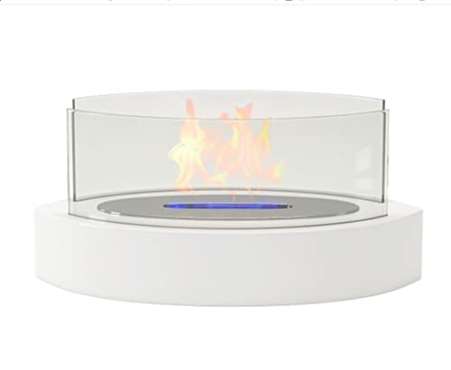 Regal Flame Veranda Ventless Indoor Outdoor Fire Pit Tabletop Portable Fire Bowl Pot Bio Ethanol Fireplace - Realistic Clean Burning Like Gel Fireplaces, or Propane Firepits (White)