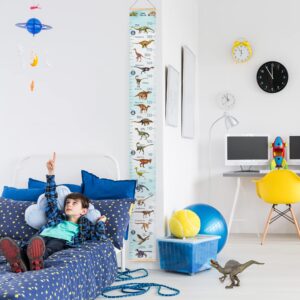 LIFELIKO Personalised Growth Chart for Dinosaur Lovers, Removable Wall Ruler for Boys and Girls, Kid’s Room Decoration (Blue)