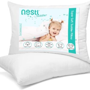 Nestl Kids Toddler Pillow - Baby Pillows for Sleeping - Small Pillow Set of 2 - Down Alternative 100% Cotton Pillow with Polyester Fiber Filling - Soft Pillow for Kids 13 x 18 Inches