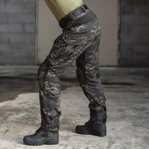 IDOGEAR G3 Combat Pants Multi-camo Men Pants with Knee Pads Tactical Camo Trousers (Multi-camo Black, 34W x 32L)