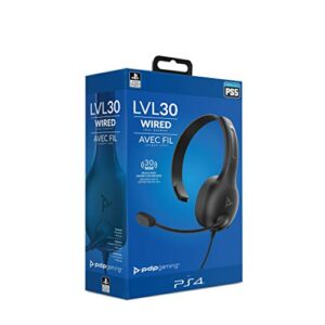 pdp lvl30 wired headset with single-sided one ear headphone for playstation (ps4 / ps5) - pc, mac compatible - noise-cancelling mic - lightweight, gaming, great for school and remote work - black