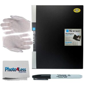 itoya art profolio original storage display book (18 x 24) 24 pages for 48 views + lintless cotton white gloves (large, pair) + sharpie fine point permanent marker (black) + photo4less cleaning cloth