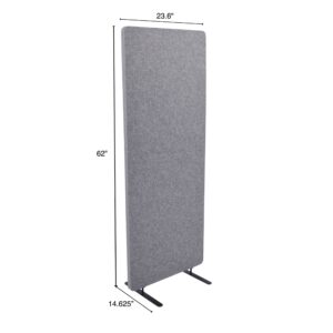 Stand Up Desk Store ReFocus Raw Freestanding Acoustic Desk Divider Privacy Panel to Reduce Noise and Visual Distractions (Castle Gray, 23.6" x 62")