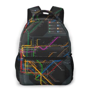 durable polyester rucksacks new york subway map travel hiking backpack - big capacity anti-theft multipurpose carry-on bag for boys girls