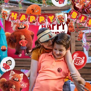 199Pcs Party Supplies, Red Party Decorations Red Party Favors Decorations Gift Set Cartoon Movie Decoration with Backdrop Cloth Flatwares Banner Balloon(Serves 10)