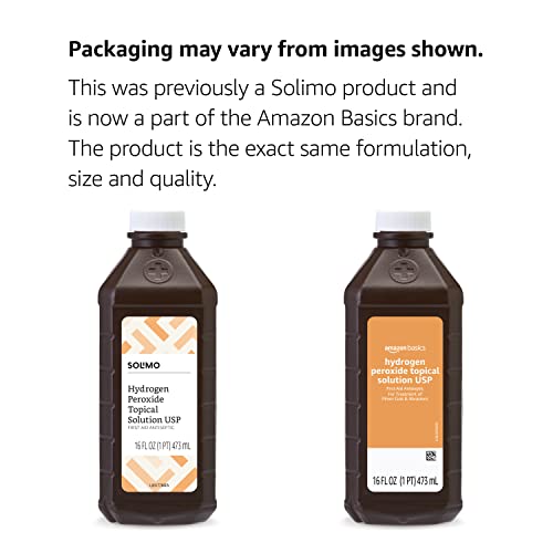 Amazon Basics Hydrogen Peroxide Topical Solution USP, 16 Fl Oz (Pack of 1), (Previously Solimo)