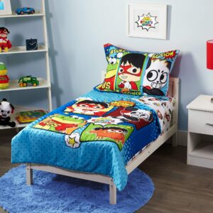 ryans world ryan's world 4piece toddler bedding set, multicolor