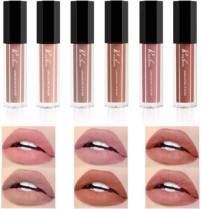 rechoo matte liquid lipstick set, 6 pcs superstay mate ink waterproof lip gloss beauty lips makeup set (nude matte ink)