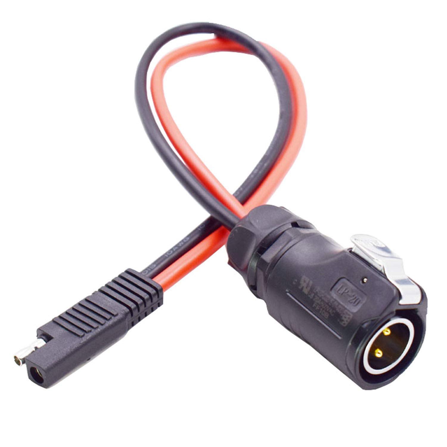LIXINTIAN 2 Pin Power Industrial Circular Connector Cable to SAE Cable Adapter, 10AWG Cable for Furrion,Solar Panel Suitcase, Forrest River RV Ports