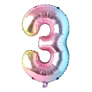 40 inch rainbow gradient colorful big size number foil helium balloons birthday party celebration decoration large globos (40 inch rainbow 3)