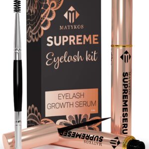 Organic Eyelash Growth Serum - Vegan Lash Enhancer & Primer Improved Formula With Biotin and Oat Grow Peptides for Longer, Thicker Lashes and Eyebrows