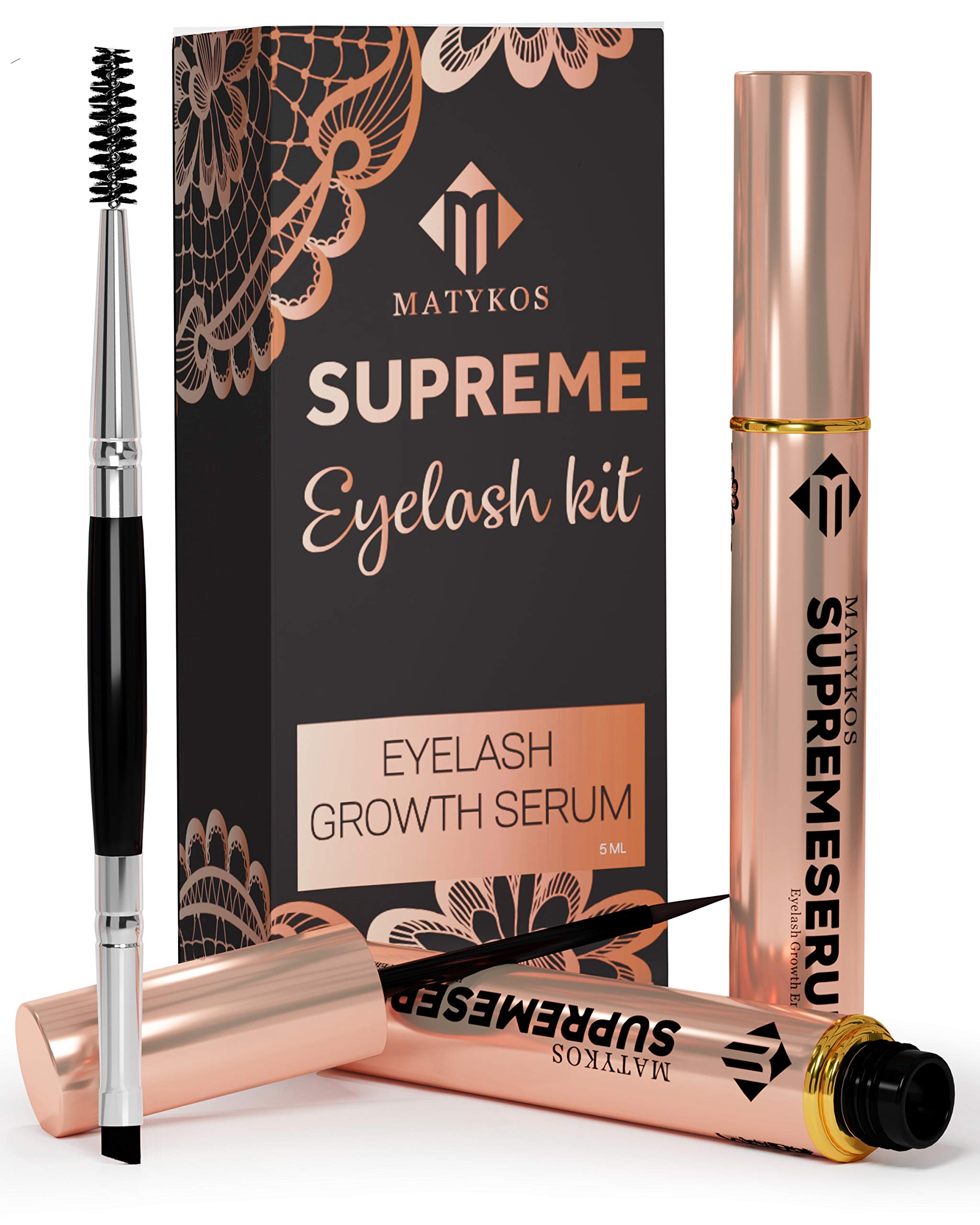 Organic Eyelash Growth Serum - Vegan Lash Enhancer & Primer Improved Formula With Biotin and Oat Grow Peptides for Longer, Thicker Lashes and Eyebrows