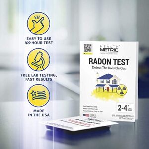 Radon Test Kit for Home - Easy to Use Charcoal Radon Gas Detector for Peace of Mind | 48-96h Short Term EPA Approved Radon Tester | Includes Lab Fees | Protect Yourself and Your Family | 2-Pack