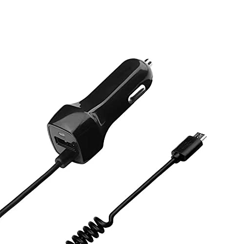 BoxWave Car Charger Compatible with Samsung Galaxy A10e - Car Charger Plus, Car Charger Extra USB Port with Integrated Cable for Samsung Galaxy A10e - Black