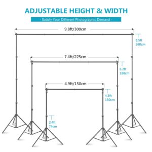 NEEWER Complete Photography Lighting Kit with Backdrops: 8.5ftx10ft Backdrop Stand/800W Equivalent 5500K Umbrellas Softbox Continuous Lighting Kit/42 inch Reflector/Tripod/Carry Bag for Studio