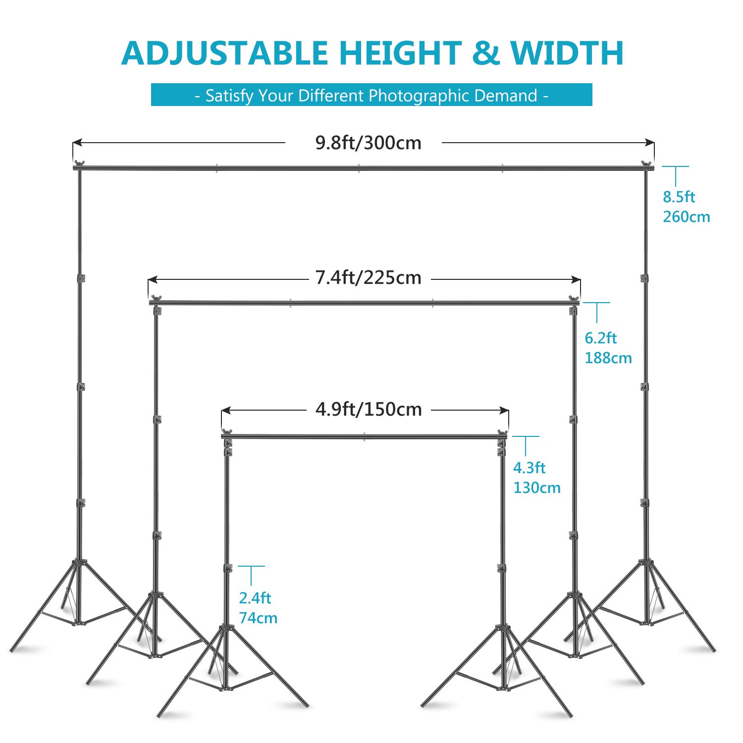 NEEWER Complete Photography Lighting Kit with Backdrops: 8.5ftx10ft Backdrop Stand/800W Equivalent 5500K Umbrellas Softbox Continuous Lighting Kit/42 inch Reflector/Tripod/Carry Bag for Studio