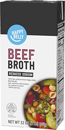 Amazon Brand - Happy Belly Reduced Sodium Beef Broth, 32 fl oz (Pack of 1)