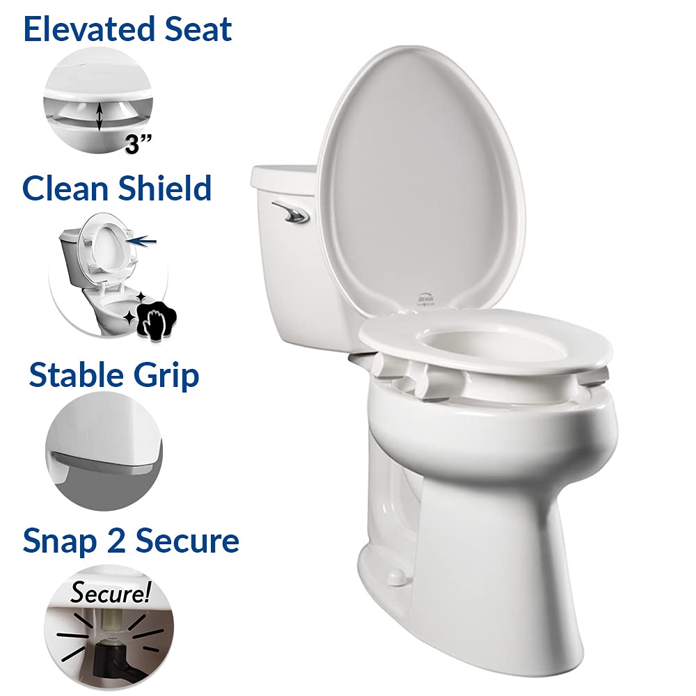 Bemis Assurance 3" Raised Toilet Seat with Clean Shield, Elongated, White