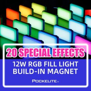 Fenxbzy Falcon Eyes F7 12W RGB Led Video Light,Portable Photography Light with Honeycomb Grid and Softbox,CRI 97,2500K-9000K,Magnet Adsorption Function,Multiple Scenario Mode for Live Streaming Video