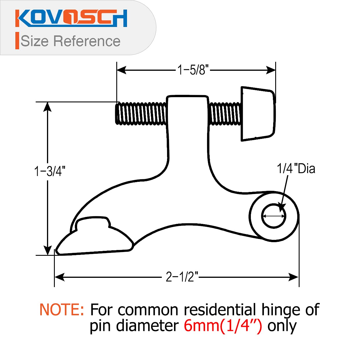 KOVOSCH 6 Pack Hinge Pin Door Stopper Brushed Satin Nickel - Adjustable Heavy Duty Hinge Pin Door Stops with White Rubber Bumper Tips