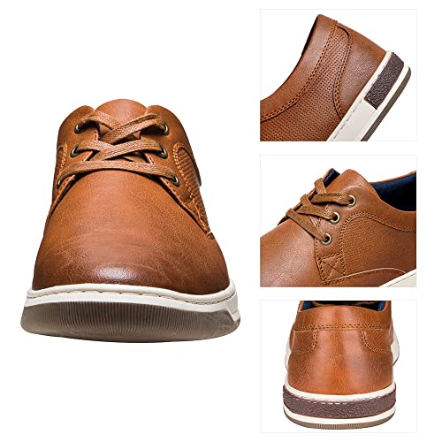 Jousen Men's Casual Shoes Memory Foam Mens Fashion Sneakers 3 Eyelets Business Dress Sneaker (A81Q06 Yellow Brown 8)